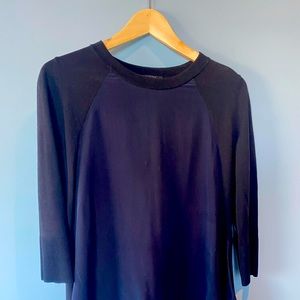 Black and navy blue silk COS top